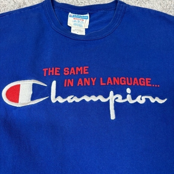 Vintage Champion Shirt Mens Medium Crewneck Embroidered Universal Winner Tee - Picture 2 of 5